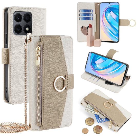 For Honor X8a Crossbody Litchi Texture Leather Phone Case(White) - Honor Cases by PMC Jewellery | Online Shopping South Africa | PMC Jewellery | Buy Now Pay Later Mobicred