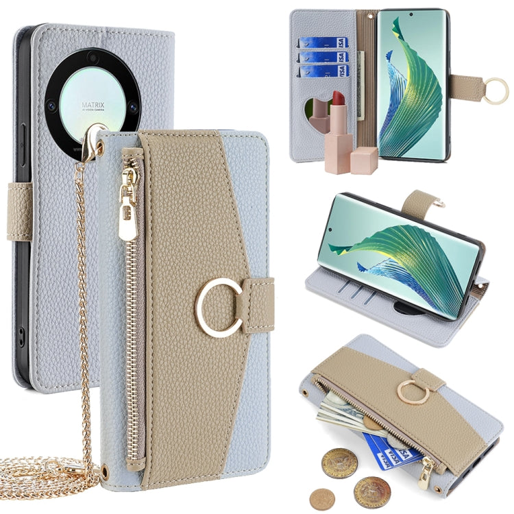 For Honor X9a 5G Crossbody Litchi Texture Leather Phone Case(Blue) - Honor Cases by PMC TechLife | Online Shopping South Africa | PMC TechLife | Buy Now Pay Later Mobicred