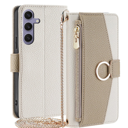 For Samsung Galaxy S24+ 5G Crossbody Litchi Texture Leather Phone Case(White) - Galaxy S24+ 5G Cases by PMC Jewellery | Online Shopping South Africa | PMC Jewellery | Buy Now Pay Later Mobicred