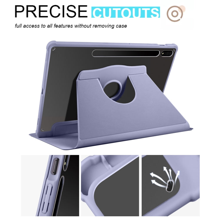 For Samsung Galaxy Tab S10+ / S9+ Acrylic 360 Degree Rotation Holder Tablet Leather Case(Lavender Purple) - Galaxy Tab S9+ Cases by PMC Jewellery | Online Shopping South Africa | PMC Jewellery | Buy Now Pay Later Mobicred