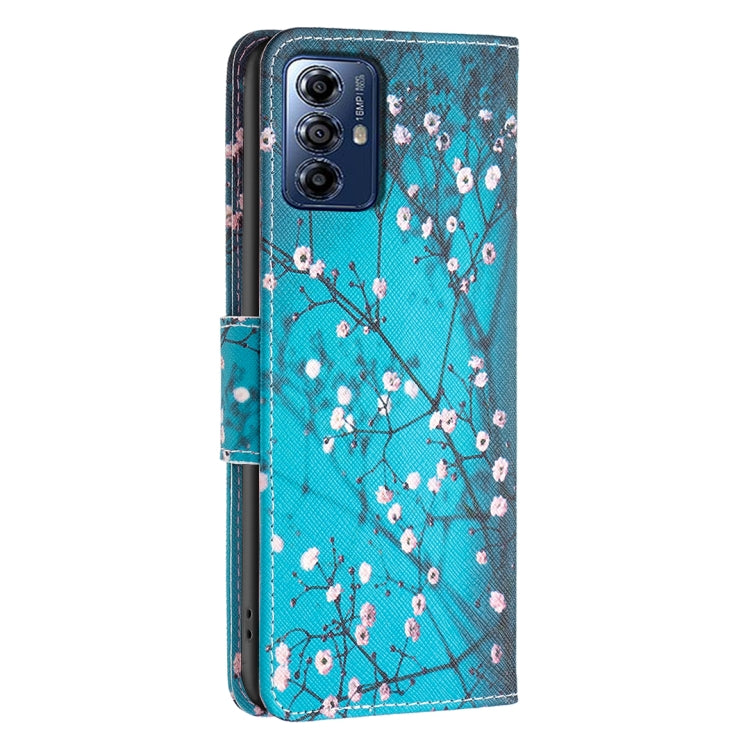For Motorola Moto G Play 2024 Colored Drawing Pattern Leather Phone Case(Plum Blossom) - Motorola Cases by PMC Jewellery | Online Shopping South Africa | PMC Jewellery | Buy Now Pay Later Mobicred