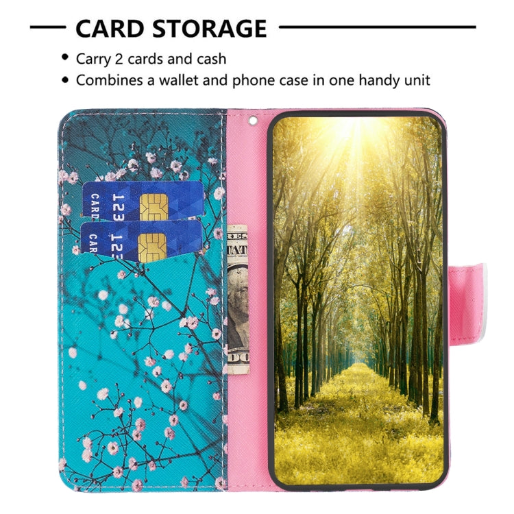 For Motorola Moto G Play 2024 Colored Drawing Pattern Leather Phone Case(Plum Blossom) - Motorola Cases by PMC Jewellery | Online Shopping South Africa | PMC Jewellery | Buy Now Pay Later Mobicred