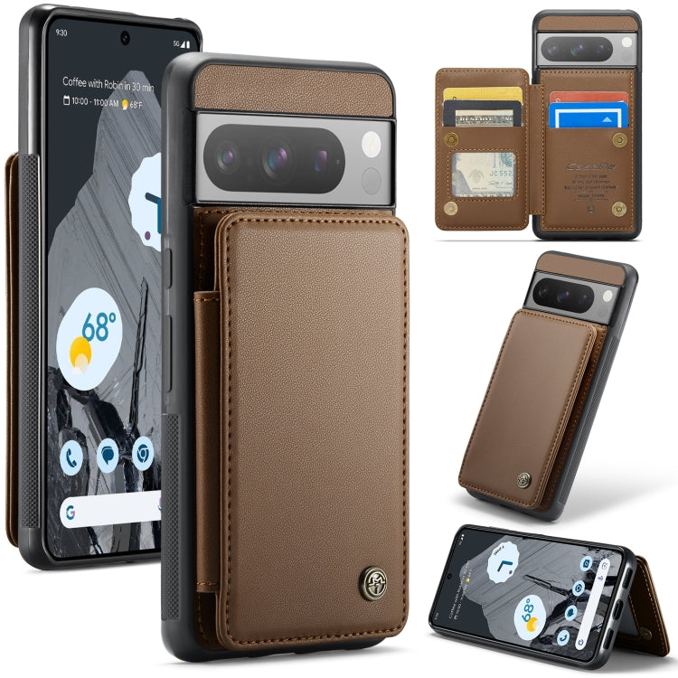 For Google Pixel 8 Pro CaseMe C22 Card Slots Holder RFID Anti-theft Phone Case(Brown) - Google Cases by CaseMe | Online Shopping South Africa | PMC Jewellery | Buy Now Pay Later Mobicred