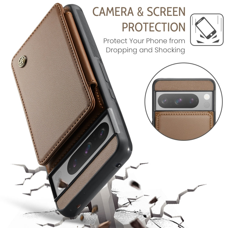 For Google Pixel 8 Pro CaseMe C22 Card Slots Holder RFID Anti-theft Phone Case(Brown) - Google Cases by CaseMe | Online Shopping South Africa | PMC Jewellery | Buy Now Pay Later Mobicred