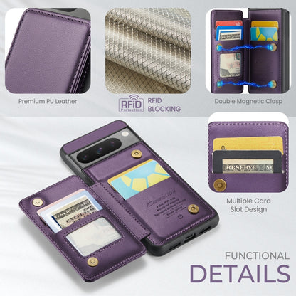 For Google Pixel 8 Pro CaseMe C22 Card Slots Holder RFID Anti-theft Phone Case(Purple) - Google Cases by CaseMe | Online Shopping South Africa | PMC Jewellery | Buy Now Pay Later Mobicred