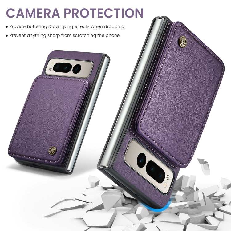 For Google Pixel Fold CaseMe C22 PC+TPU Business Style RFID Anti-theft Leather Phone Case(Purple) - Google Cases by CaseMe | Online Shopping South Africa | PMC Jewellery | Buy Now Pay Later Mobicred