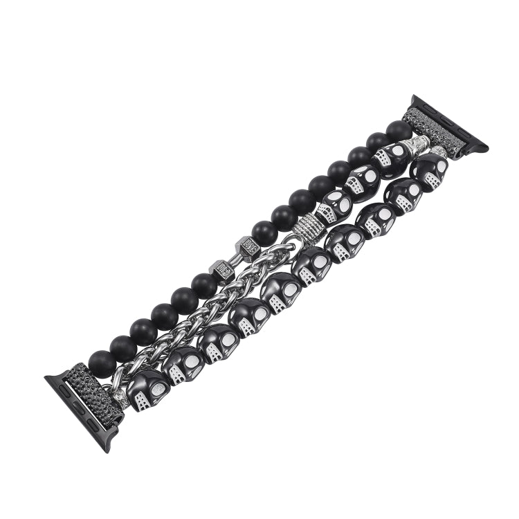 For Apple Watch SE 40mm Skull Beaded Watch Band(Black) - Watch Bands by PMC TechLife | Online Shopping South Africa | PMC TechLife