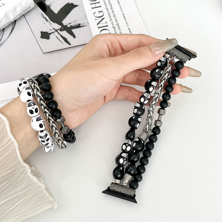 For Apple Watch Series 6 44mm Skull Beaded Watch Band(Black) - Watch Bands by PMC TechLife | Online Shopping South Africa | PMC TechLife