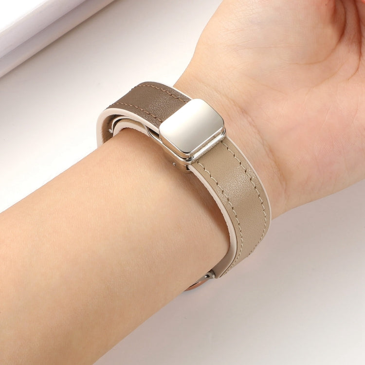 For Apple Watch SE 2023 40mm Magnetic Folding Leather Silicone Watch Band(Starlight White) - free shipping - PMC TechLife - Order now!