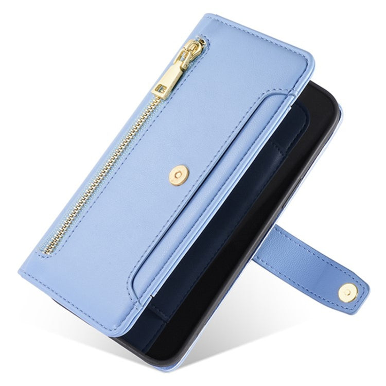 For Sony Xperia 1 VI Lite Sheep Texture Cross-body Zipper Wallet Leather Phone Case(Blue) - Sony Cases by PMC TechLife | Online Shopping South Africa | PMC TechLife | Buy Now Pay Later Mobicred