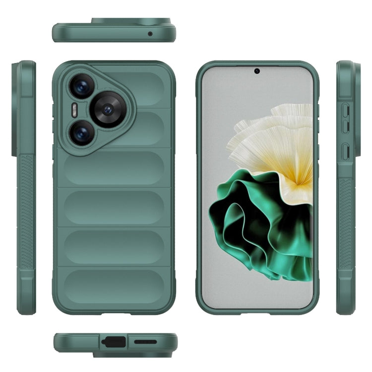For Huawei Pura 70 Magic Shield TPU + Flannel Phone Case(Dark Green) - Huawei Cases by PMC TechLife | Online Shopping South Africa | PMC TechLife | Buy Now Pay Later Mobicred