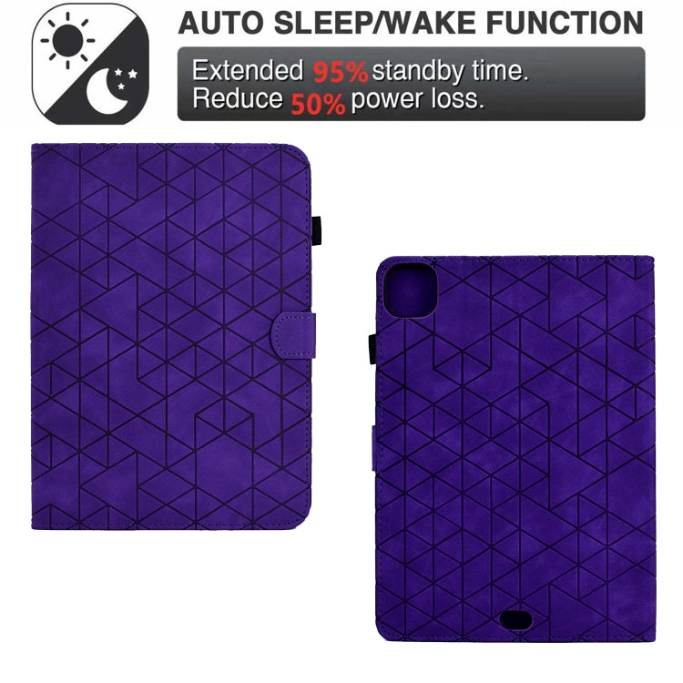 For iPad Pro 11 2024 Rhombus TPU Smart Leather Tablet Case(Purple) - iPad Pro 11 2024 Cases by PMC TechLife | Online Shopping South Africa | PMC TechLife | Buy Now Pay Later Mobicred