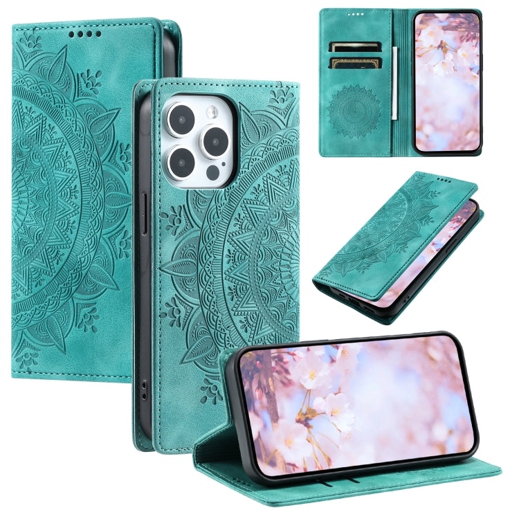 For iPhone 16 Pro Max Totem Embossed Magnetic Leather Phone Case(Green) - free shipping - PMC TechLife - Order now!
