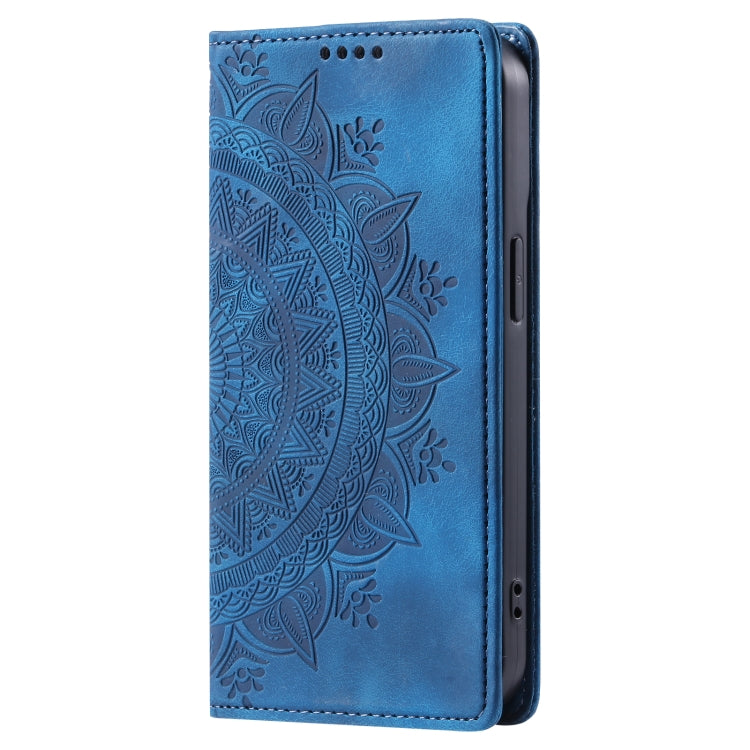 For iPhone 16 Plus Totem Embossed Magnetic Leather Phone Case(Blue) - free shipping - PMC TechLife - Order now!