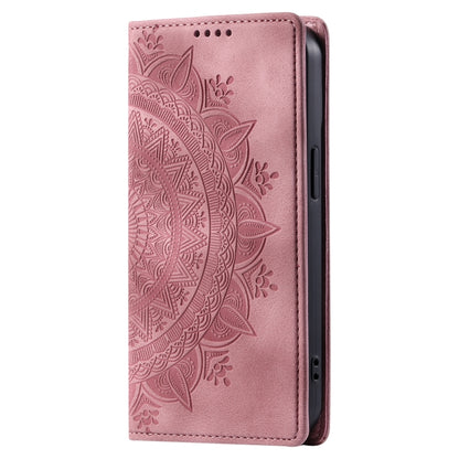 For iPhone 16 Plus Totem Embossed Magnetic Leather Phone Case(Rose Gold) - iPhone 16 Plus Cases by PMC Jewellery | Online Shopping South Africa | PMC Jewellery | Buy Now Pay Later Mobicred