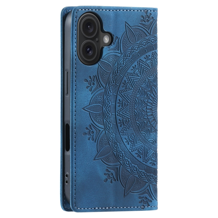 For iPhone 16 Totem Embossed Magnetic Leather Phone Case(Blue) - iPhone 16 Cases by PMC TechLife | Online Shopping South Africa | PMC TechLife | Buy Now Pay Later Mobicred