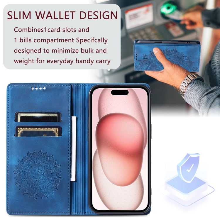 For iPhone 16 Totem Embossed Magnetic Leather Phone Case(Blue) - iPhone 16 Cases by PMC TechLife | Online Shopping South Africa | PMC TechLife | Buy Now Pay Later Mobicred