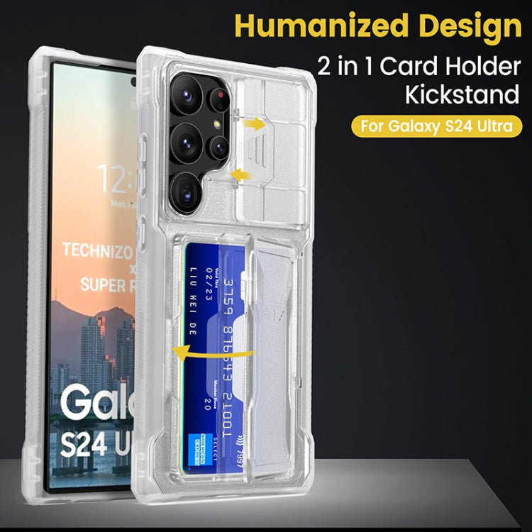 For Samsung Galaxy S24 Ultra 5G Full Coverage Phone Case with Holder / Card Slot(Transparent) - Galaxy S24 Ultra 5G Cases by PMC TechLife | Online Shopping South Africa | PMC TechLife | Buy Now Pay Later Mobicred
