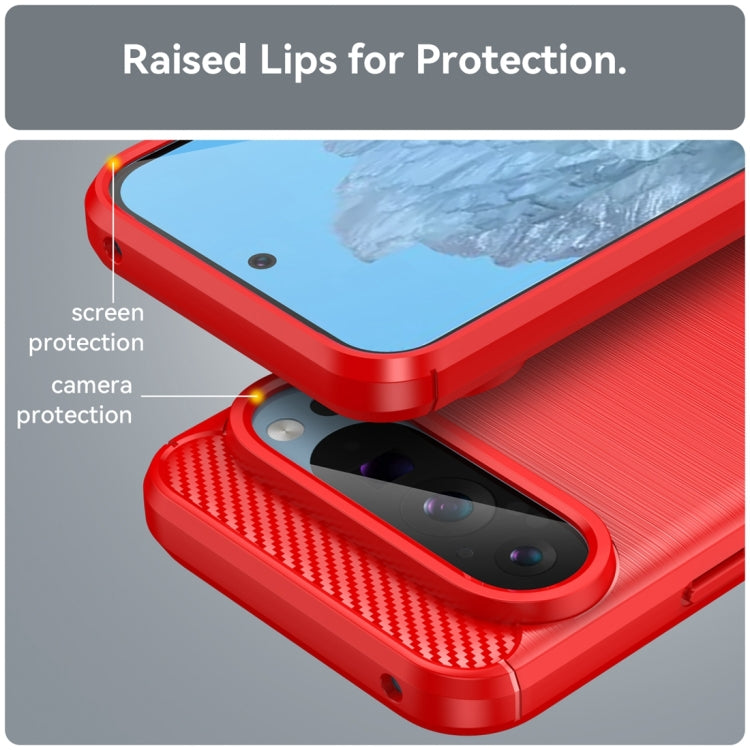 For Google Pixel 9 Pro 5G Carbon Fiber Brushed Texture TPU Phone Case(Red) - Google Cases by PMC TechLife | Online Shopping South Africa | PMC TechLife | Buy Now Pay Later Mobicred
