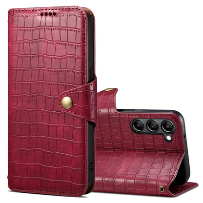 For Samsung Galaxy S24+ 5G Denior Crocodile Texture Oil Edge Leather Phone Case(Rose Red) - Galaxy S24+ 5G Cases by Denior | Online Shopping South Africa | PMC Jewellery | Buy Now Pay Later Mobicred