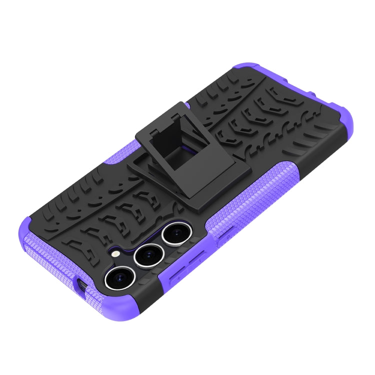 For Samsung Galaxy S24+ Tire Texture TPU + PC Phone Case with Holder(Purple) - Galaxy S24+ 5G Cases by PMC Jewellery | Online Shopping South Africa | PMC Jewellery