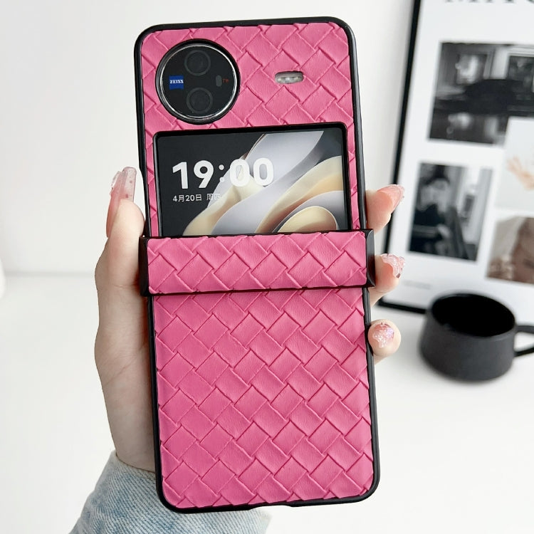 For vivo X Flip Three-piece Set Woven Texture Folding PU Phone Case(Rose Red) - vivo Cases by PMC Jewellery | Online Shopping South Africa | PMC Jewellery