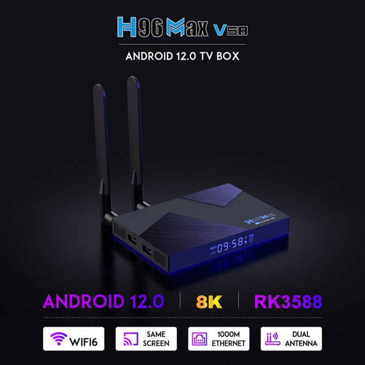 H96 Max V58 Android 12.0 Smart TV Box, 8GB+64GB, Quad-core Cortex-A76 and Quad-core Cortex-A55(US Plug) - Others by PMC TechLife | Online Shopping South Africa | PMC TechLife | Buy Now Pay Later Mobicred