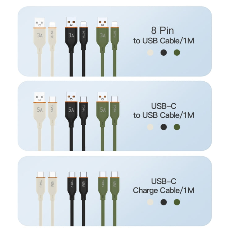 TOTU CB-6-L 15W USB to 8 Pin Silicone Data Cable, Length: 1m(Beige) - Normal Style Cable by TOTUDESIGN | Online Shopping South Africa | PMC Jewellery | Buy Now Pay Later Mobicred