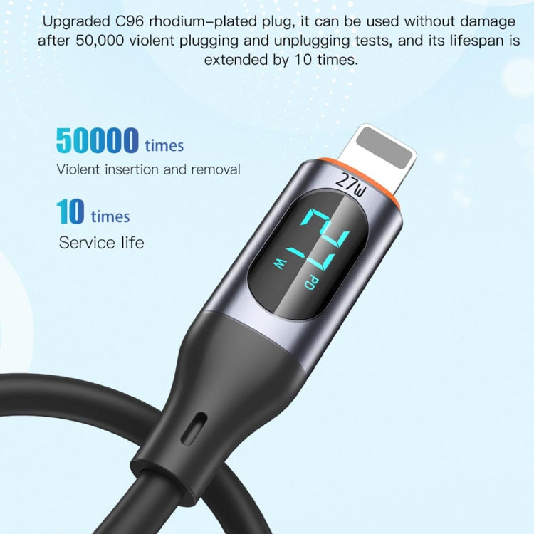 TOTU CB-7-PD 27W USB-C / Type-C to 8 Pin Digital Display Fast Charging Silicone Cable, Length: 1m(Orange) - 2 in 1 Cable by TOTUDESIGN | Online Shopping South Africa | PMC Jewellery | Buy Now Pay Later Mobicred