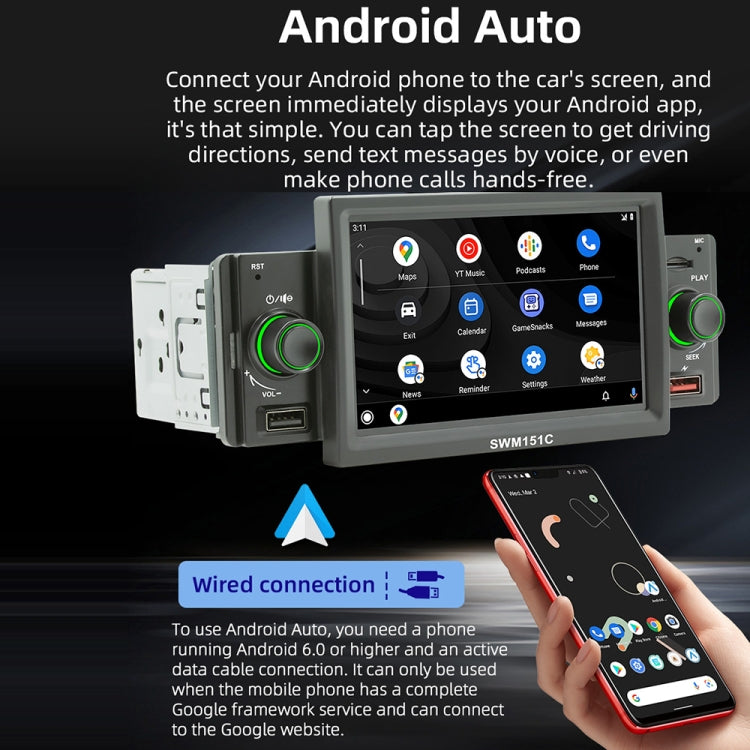 SWM151C 5 inch Portable Car MP5 Player Support CarPlay / Android Auto(Black) - free shipping - PMC TechLife - Order now!