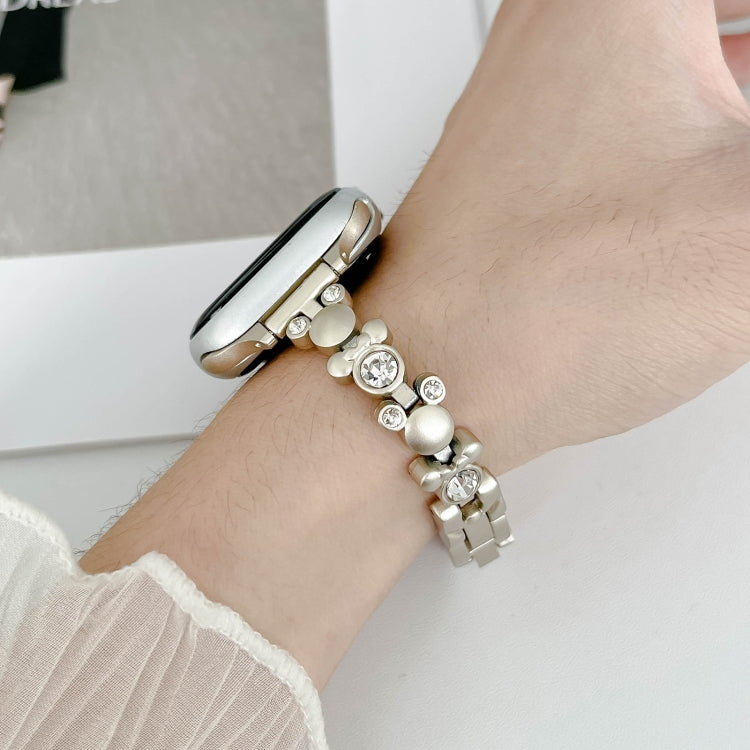 For Apple Watch Series 7 41mm Metal Diamond Bear Chain Watch Band(Starlight) - free shipping - PMc TechLife - Order now!