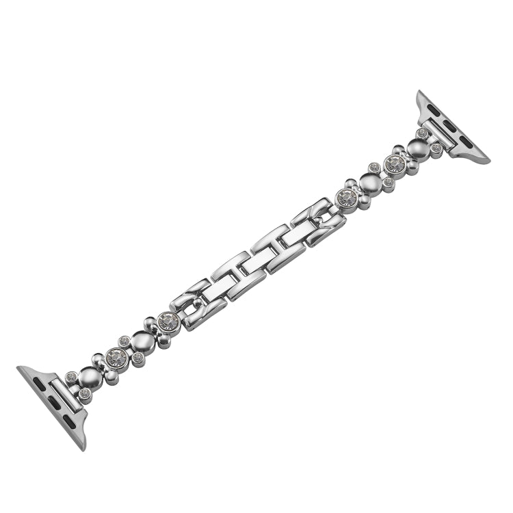 For Apple Watch 42mm Metal Diamond Bear Chain Watch Band(Silver) - free shipping - PMc TechLife - Order now!