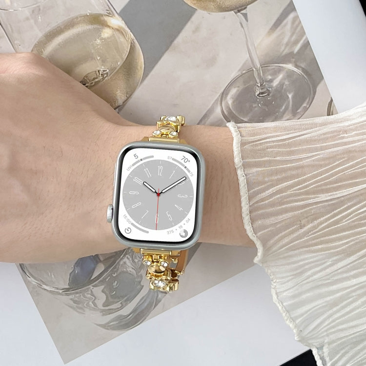 For Apple Watch Series 4 44mm Metal Diamond Bear Chain Watch Band(Silver) - Watch Bands by PMC TechLife | Online Shopping South Africa | PMC TechLife