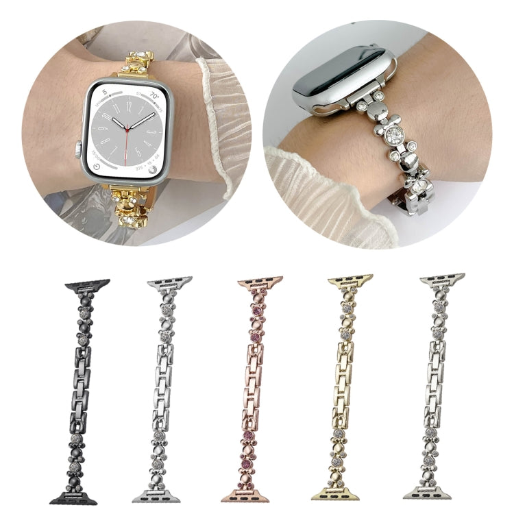 For Apple Watch SE 44mm Metal Diamond Bear Chain Watch Band(Starlight) - free shipping - PMc TechLife - Order now!