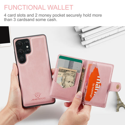 For Samsung Galaxy S24 Ultra 5G JEEHOOD J01 Retro Magnetic Detachable Wallet Phone Case(Pink) - Galaxy S24 Ultra 5G Cases by JEEHOOD | Online Shopping South Africa | PMC Jewellery | Buy Now Pay Later Mobicred