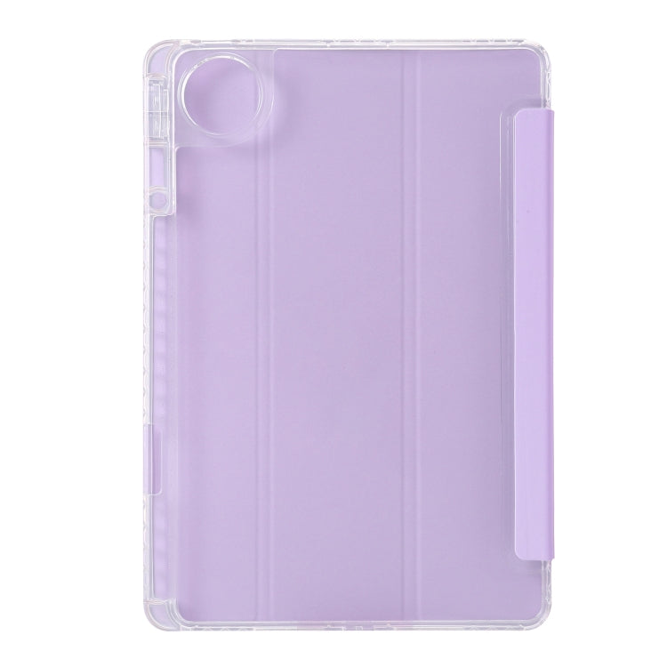 For Huawei MatePad Pro 13.2 2023 Clear Acrylic 3-Fold Leather Tablet Case(Purple) - Huawei by PMC TechLife | Online Shopping South Africa | PMC TechLife | Buy Now Pay Later Mobicred