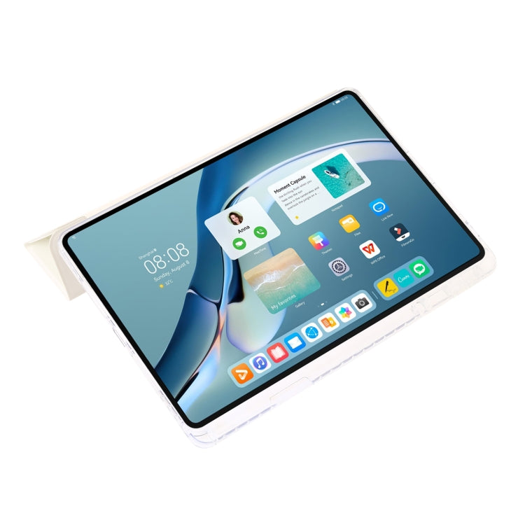 For Huawei MatePad Pro 13.2 2023 Clear Acrylic 3-Fold Leather Tablet Case(White) - Huawei by PMC TechLife | Online Shopping South Africa | PMC TechLife | Buy Now Pay Later Mobicred