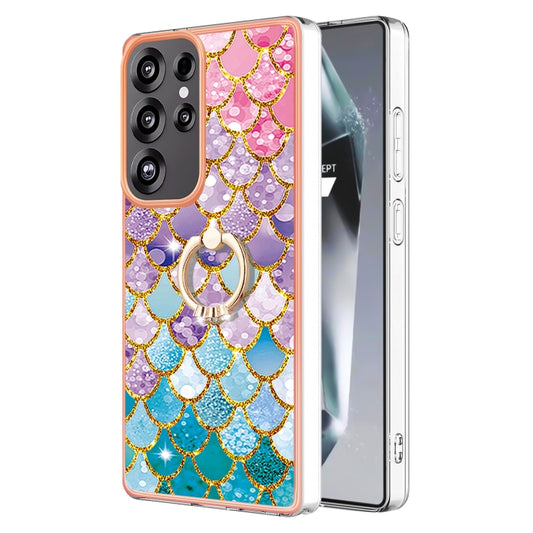 For Samsung Galaxy S25 Ultra 5G Electroplating Pattern IMD TPU Shockproof Case with Rhinestone Ring Holder(Colorful Scales) - Galaxy S25 Ultra 5G Cases by PMC Jewellery | Online Shopping South Africa | PMC Jewellery | Buy Now Pay Later Mobicred