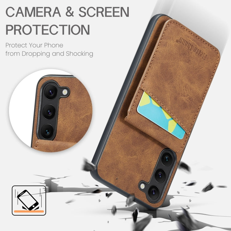 For Samsung Galaxy S24+ 5G Fierre Shann Crazy Horse Card Holder Back Cover PU Phone Case(Brown) - Galaxy S24+ 5G Cases by FIERRE SHANN | Online Shopping South Africa | PMC Jewellery | Buy Now Pay Later Mobicred