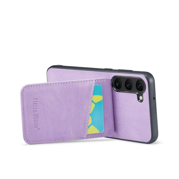 For Samsung Galaxy S24+ 5G Fierre Shann Crazy Horse Card Holder Back Cover PU Phone Case(Purple) - Galaxy S24+ 5G Cases by FIERRE SHANN | Online Shopping South Africa | PMC Jewellery | Buy Now Pay Later Mobicred