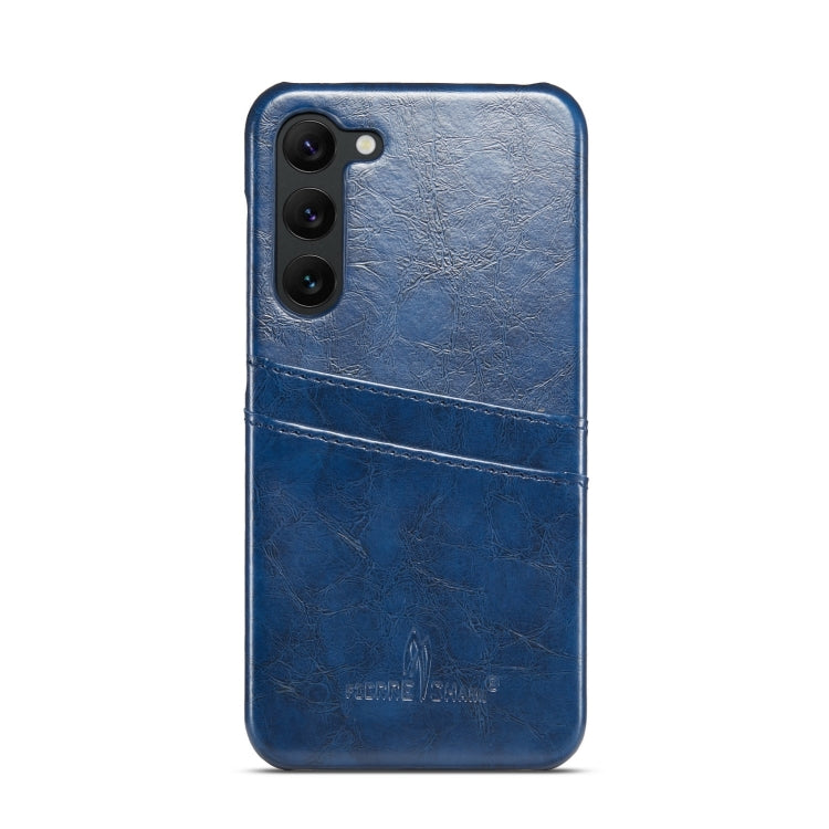 For Samsung Galaxy S24+ 5G Fierre Shann Oil Wax Texture Leather Phone Case with Card Slots(Blue) - Galaxy S24+ 5G Cases by FIERRE SHANN | Online Shopping South Africa | PMC Jewellery | Buy Now Pay Later Mobicred