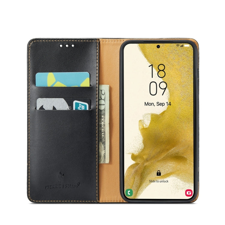 For Samsung Galaxy S24 5G Fierre Shann PU Genuine Leather Texture Phone Case(Black) - Galaxy S24 5G Cases by FIERRE SHANN | Online Shopping South Africa | PMC Jewellery | Buy Now Pay Later Mobicred