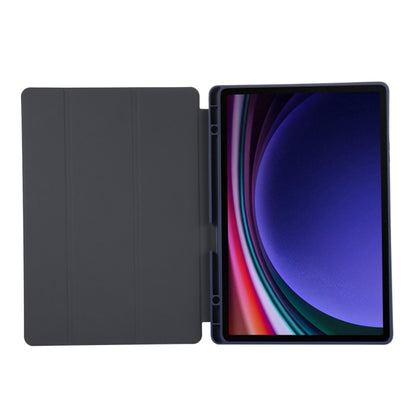 For Samsung Galaxy Tab S9 FE+ 3-Fold Pure Color TPU Leather Tablet Case with Pen Slot(Dark Blue) - Galaxy Tab S9 FE+ by PMC Jewellery | Online Shopping South Africa | PMC Jewellery