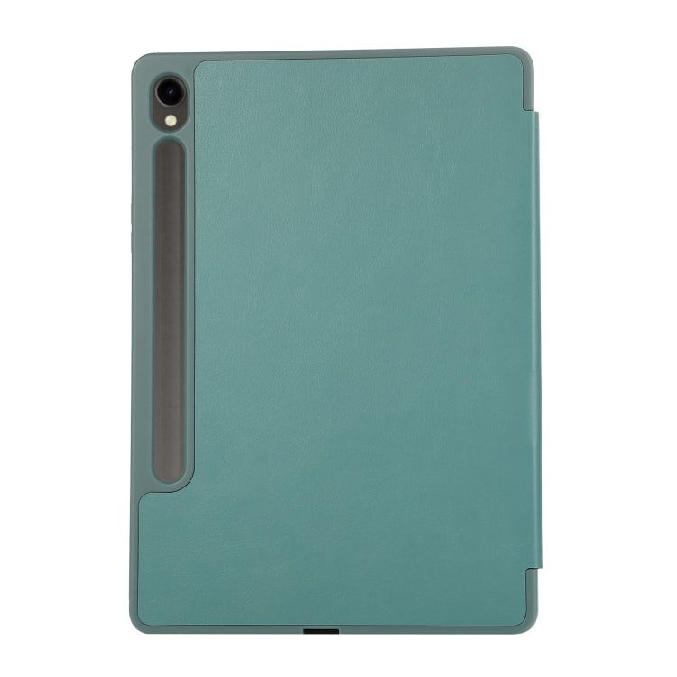 For Samsung Galaxy Tab S9 FE 3-Fold Pure Color TPU Leather Tablet Case with Pen Slot(Dark Green) - Galaxy Tab S9 FE by PMC Jewellery | Online Shopping South Africa | PMC Jewellery