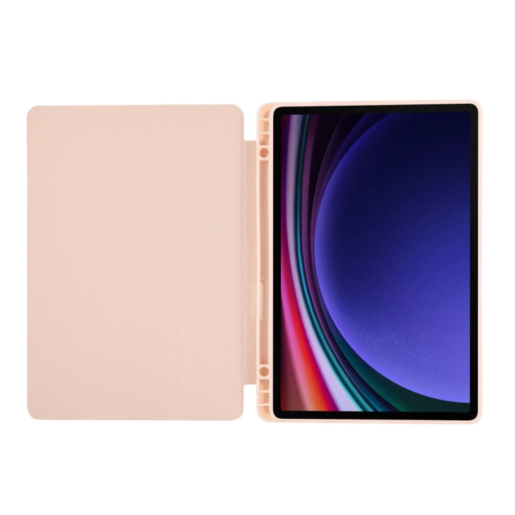 For Samsung Galaxy Tab S9 FE 3-Fold Pure Color TPU Leather Tablet Case with Pen Slot(Pink) - Galaxy Tab S9 FE by PMC Jewellery | Online Shopping South Africa | PMC Jewellery