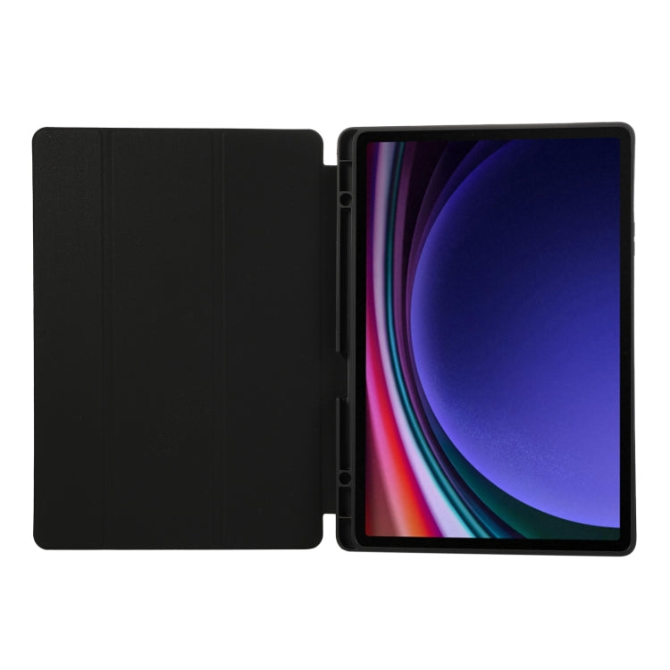 For Samsung Galaxy Tab S9+ 3-Fold Pure Color TPU Leather Tablet Case with Pen Slot(Black) - Galaxy Tab S9+ Cases by PMC Jewellery | Online Shopping South Africa | PMC Jewellery