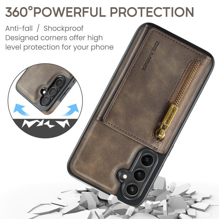 For Samsung Galaxy S24 FE 5G DG.MING M5 Series Zip RFID Multi Card Detachable Leather Phone Case(Coffee) - Galaxy S24 FE 5G Cases by DG.MING | Online Shopping South Africa | PMC Jewellery | Buy Now Pay Later Mobicred