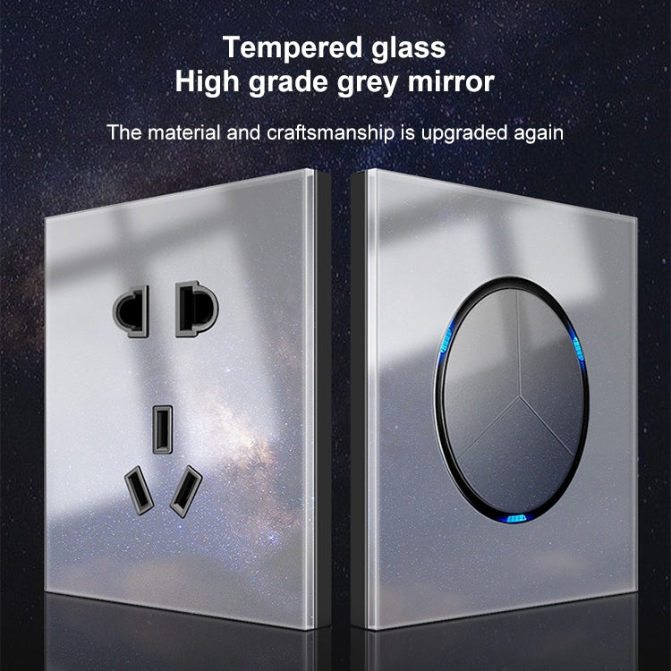 86mm Round LED Tempered Glass Switch Panel, Gray Round Glass, Style:Four Billing Control -  by PMC Jewellery | Online Shopping South Africa | PMC Jewellery | Buy Now Pay Later Mobicred