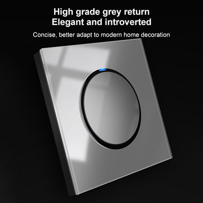 86mm Round LED Tempered Glass Switch Panel, Gray Round Glass, Style:Dual Computer Socket - Switch by PMC Jewellery | Online Shopping South Africa | PMC Jewellery | Buy Now Pay Later Mobicred