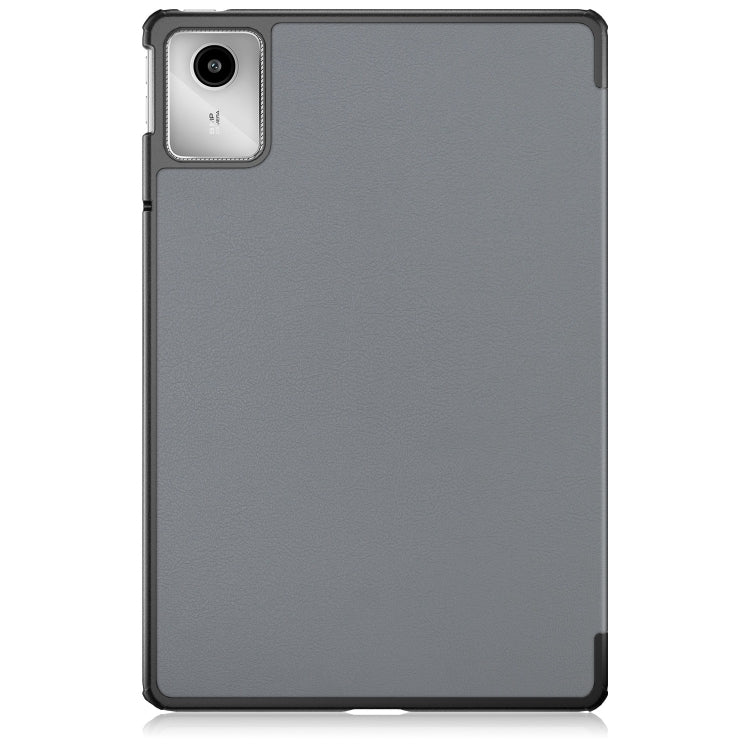 For Lenovo Tab M11/ Xiaoxin Pad 11 2024 Custer Texture 3-Fold Holder Leather Smart Tablet Case(Grey) - Lenovo by PMC Jewellery | Online Shopping South Africa | PMC Jewellery | Buy Now Pay Later Mobicred